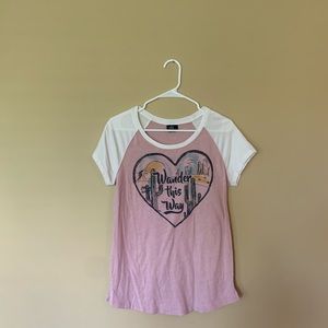 Pink and white logo shirt